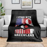 I Stand With Greenland Throw Blanket Greenlander US Flag Greenland American Usa America