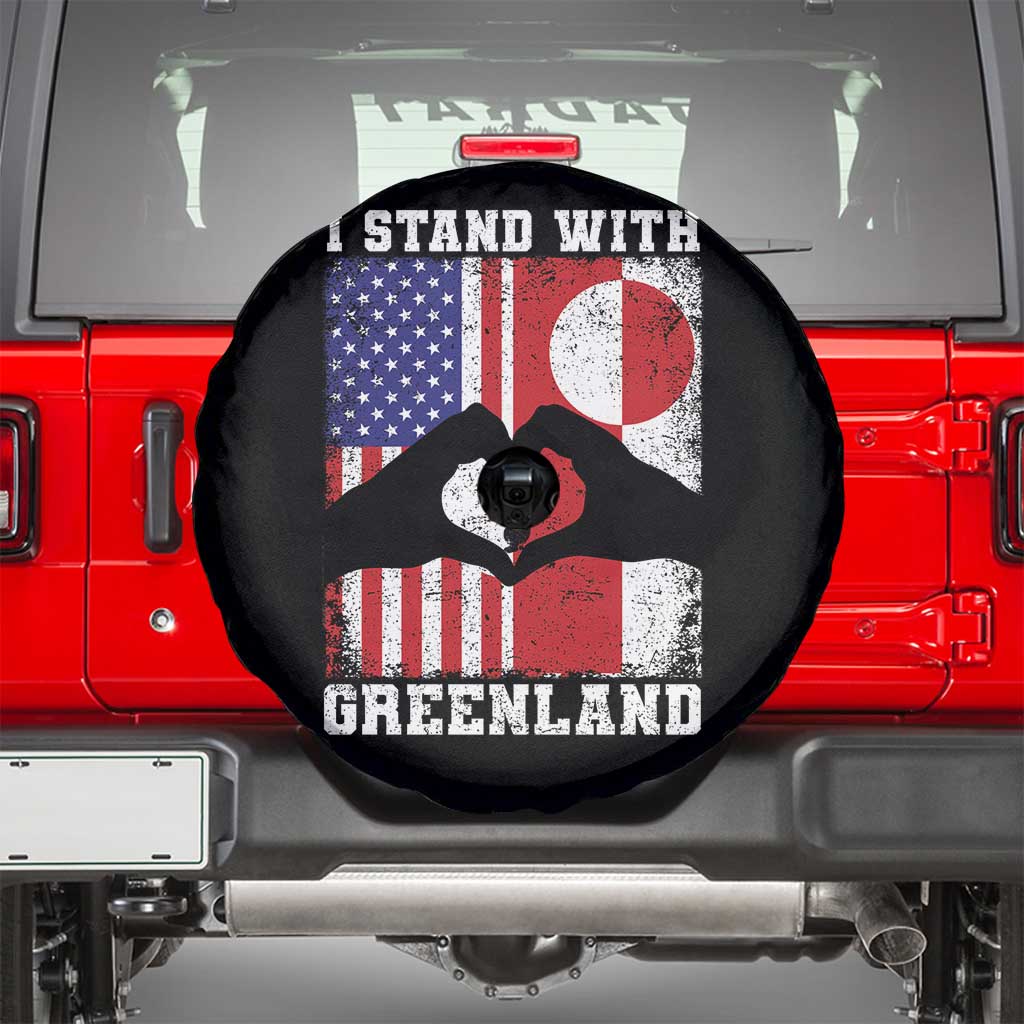 I Stand With Greenland Spare Tire Cover Greenlander US Flag Greenland American Usa America