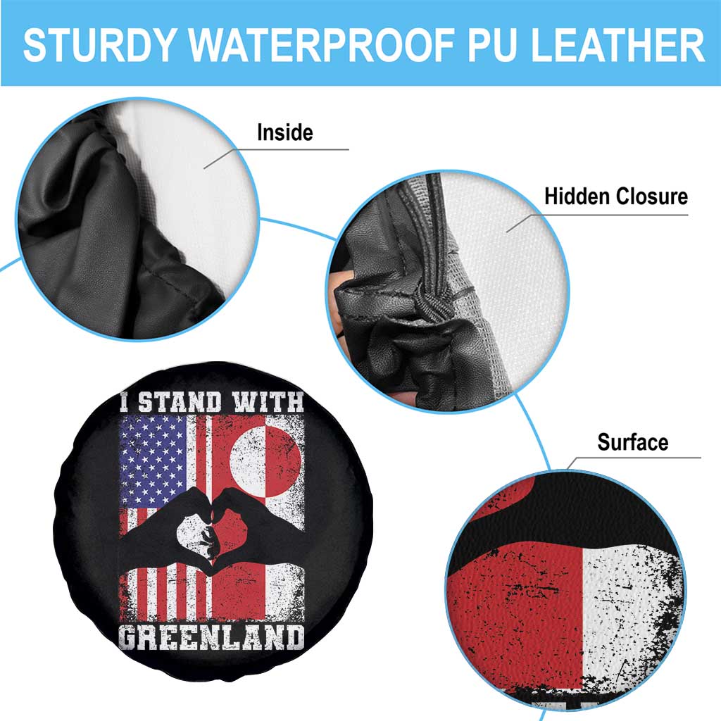 I Stand With Greenland Spare Tire Cover Greenlander US Flag Greenland American Usa America