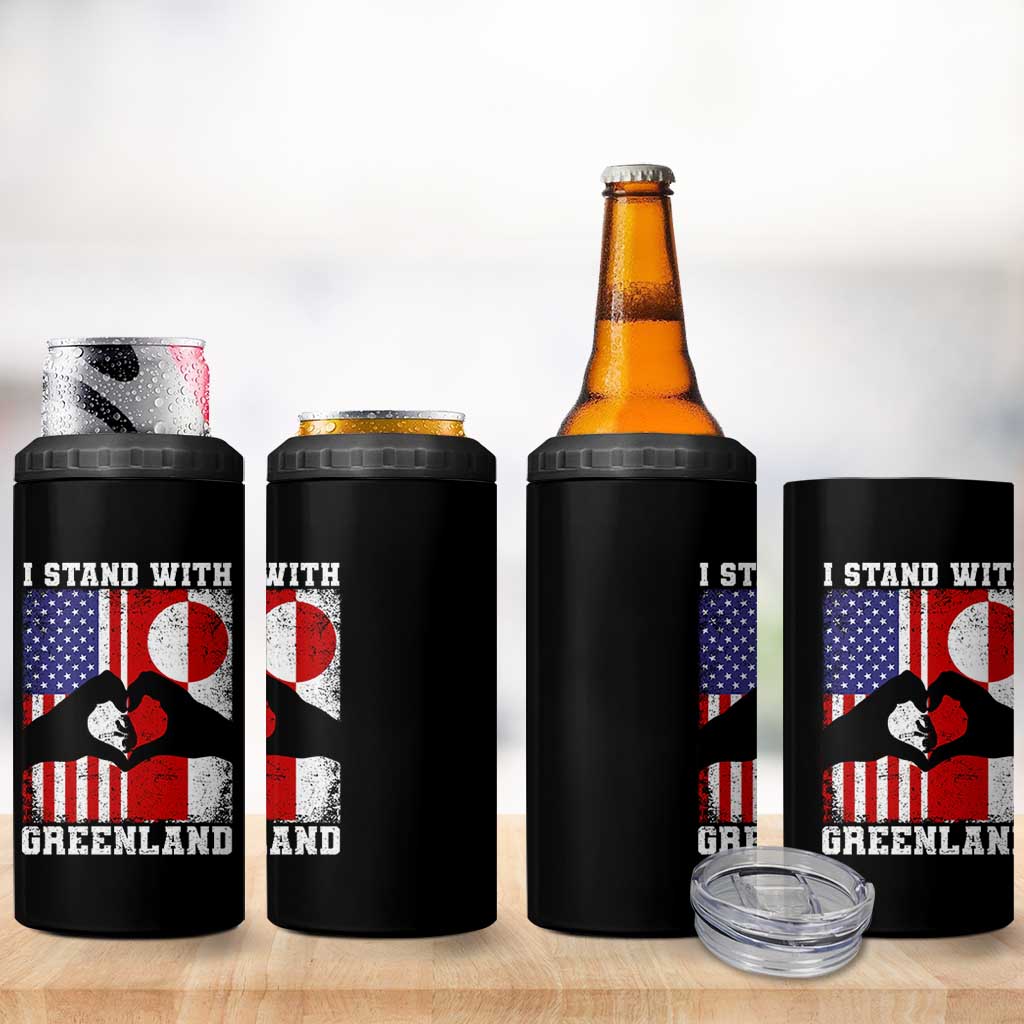 I Stand With Greenland 4 in 1 Can Cooler Tumbler Greenlander US Flag Greenland American Usa America