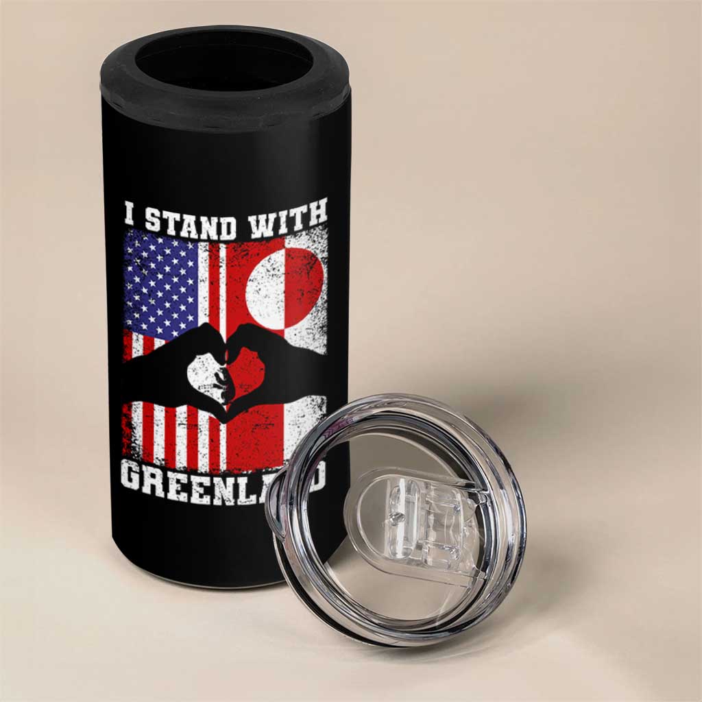 I Stand With Greenland 4 in 1 Can Cooler Tumbler Greenlander US Flag Greenland American Usa America