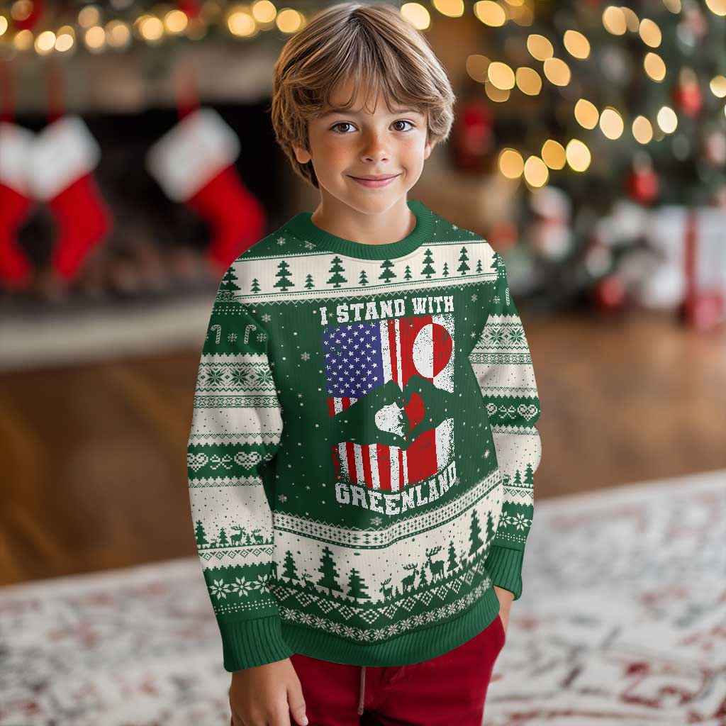 I Stand With Greenland Ugly Christmas Sweater Greenlander US Flag Greenland American Usa America