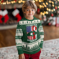 I Stand With Greenland Ugly Christmas Sweater Greenlander US Flag Greenland American Usa America