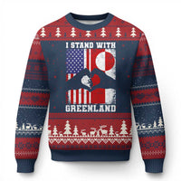 I Stand With Greenland Ugly Christmas Sweater Greenlander US Flag Greenland American Usa America