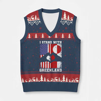 I Stand With Greenland V-Neck Knit Sweater Vest Greenlander US Flag Greenland American Usa America