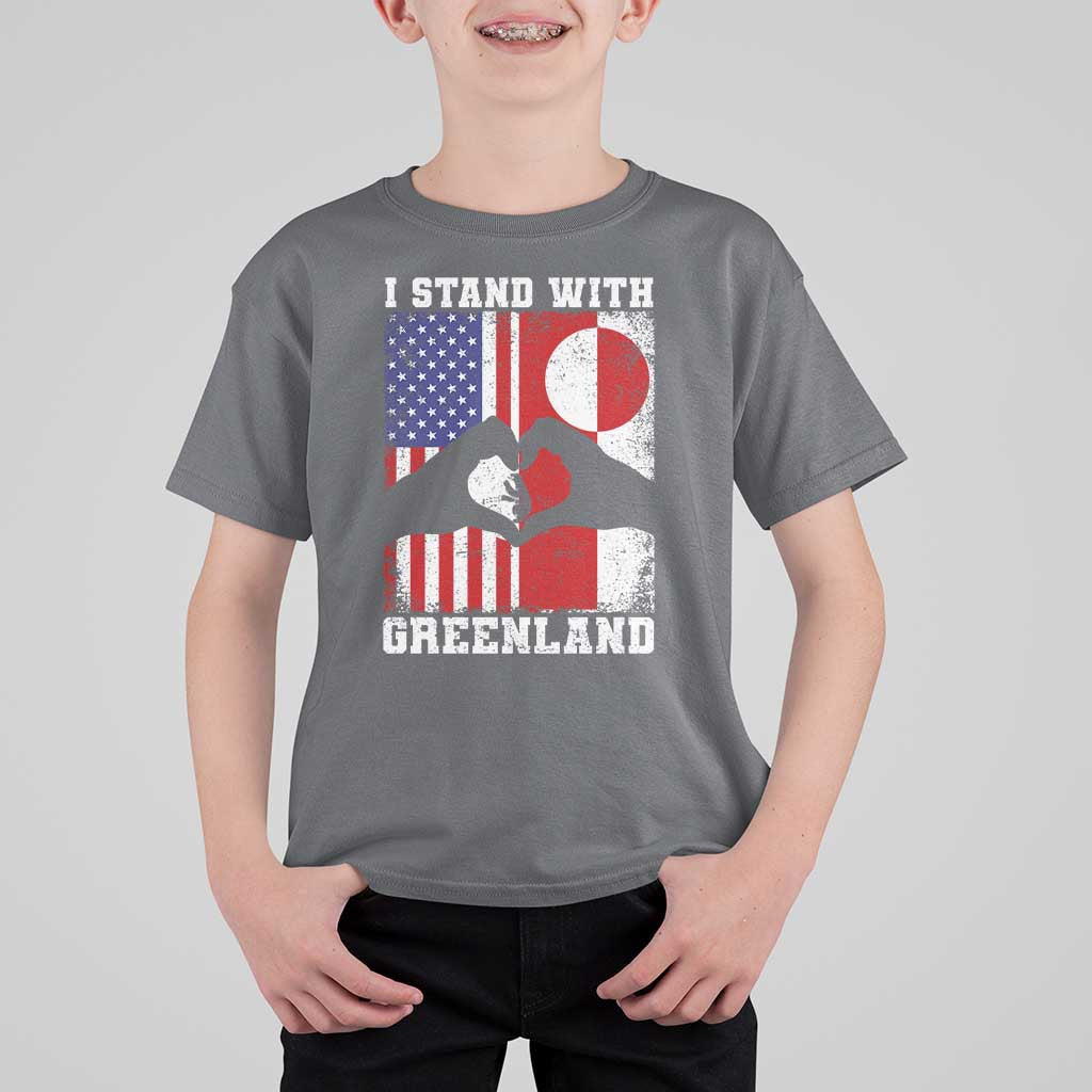 I Stand With Greenland T Shirt For Kid Greenlander US Flag Greenland American Usa America