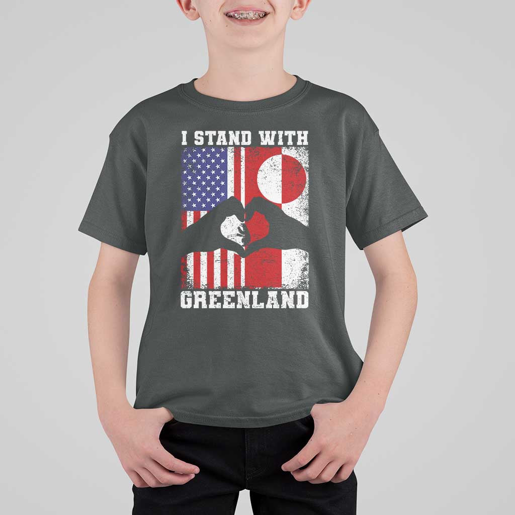 I Stand With Greenland T Shirt For Kid Greenlander US Flag Greenland American Usa America