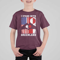 I Stand With Greenland T Shirt For Kid Greenlander US Flag Greenland American Usa America
