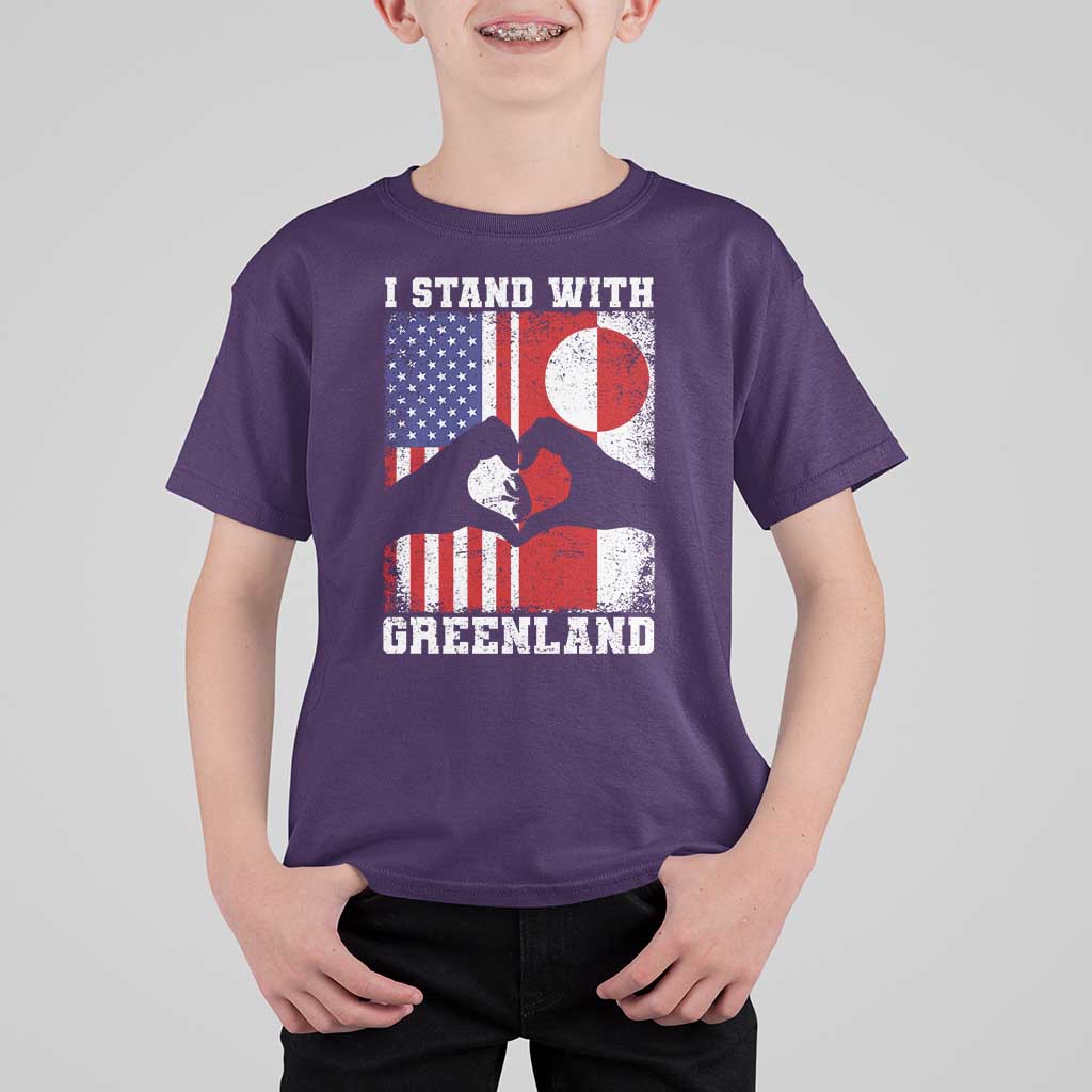 I Stand With Greenland T Shirt For Kid Greenlander US Flag Greenland American Usa America