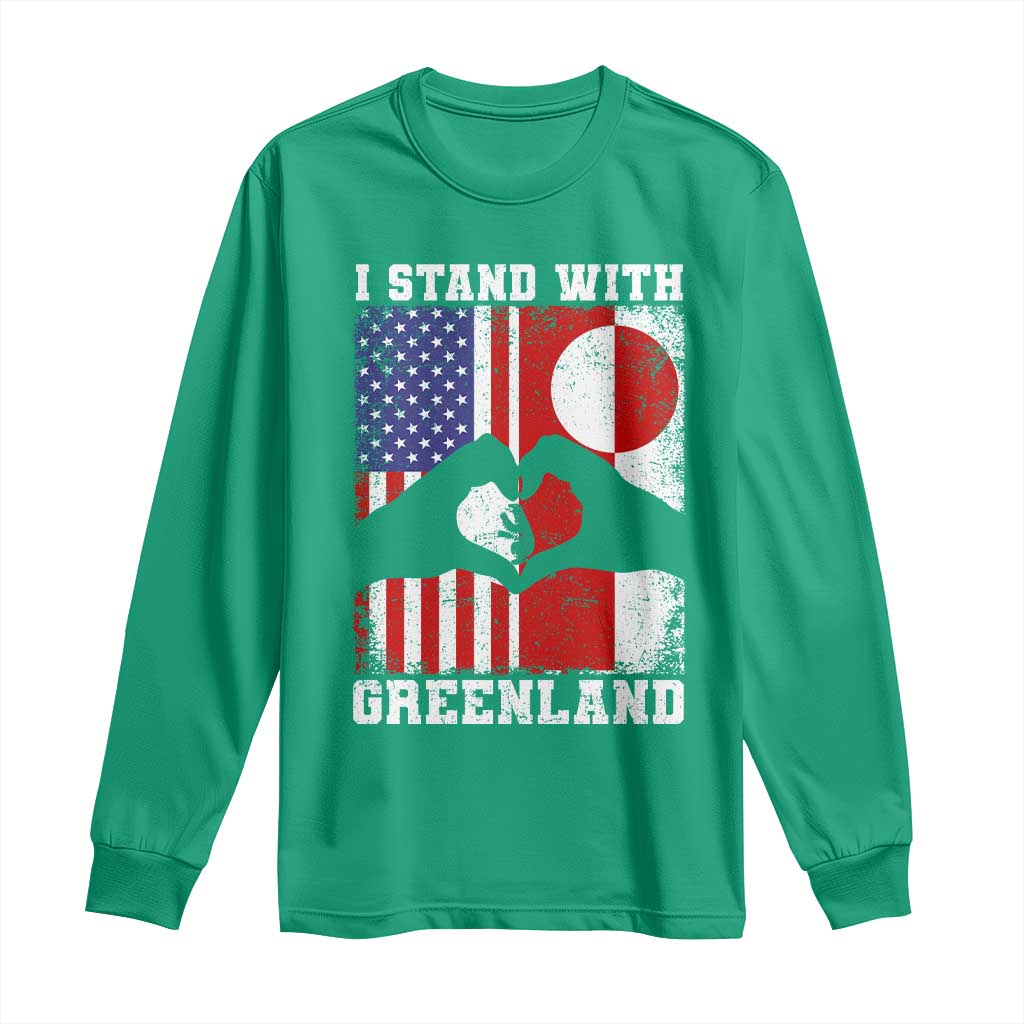I Stand With Greenland Long Sleeve Shirt Greenlander US Flag Greenland American Usa America