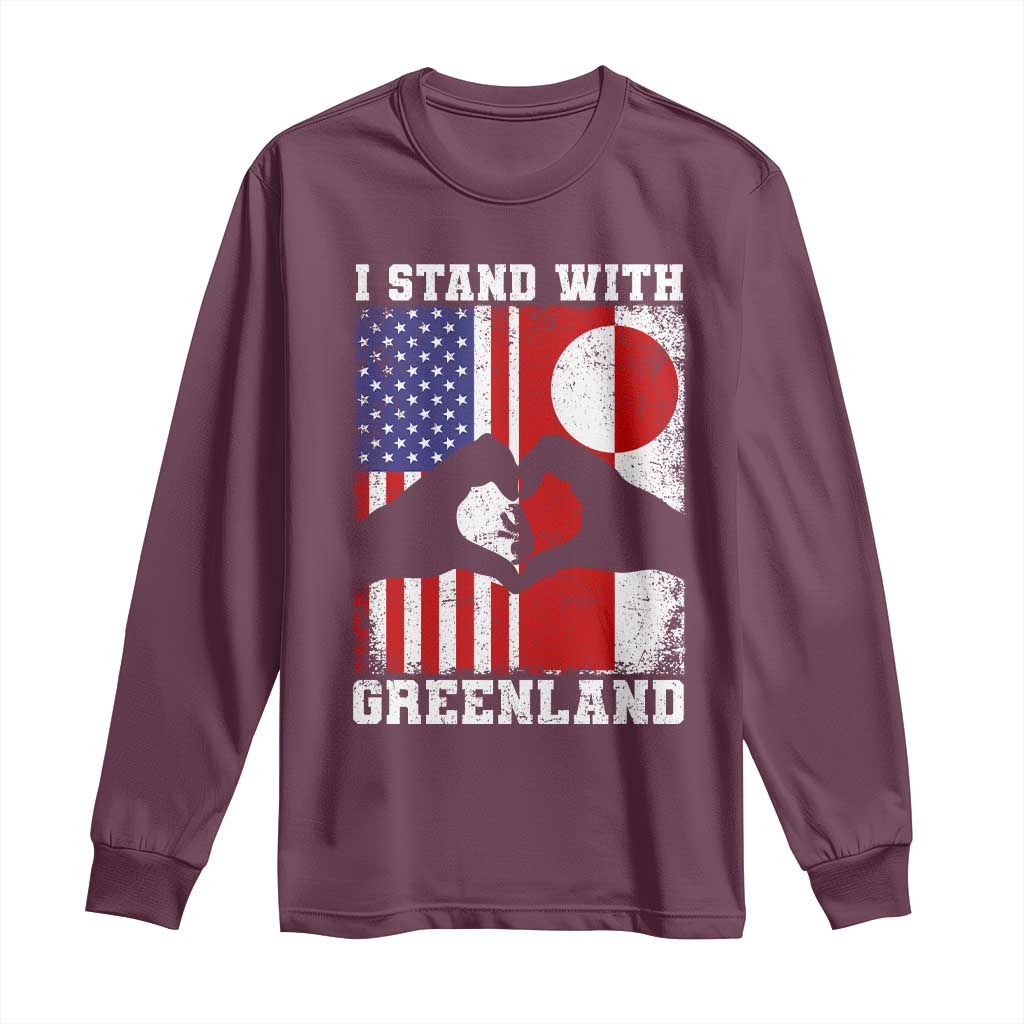 I Stand With Greenland Long Sleeve Shirt Greenlander US Flag Greenland American Usa America