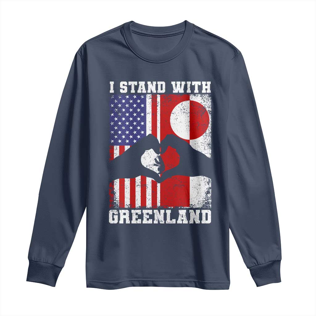 I Stand With Greenland Long Sleeve Shirt Greenlander US Flag Greenland American Usa America