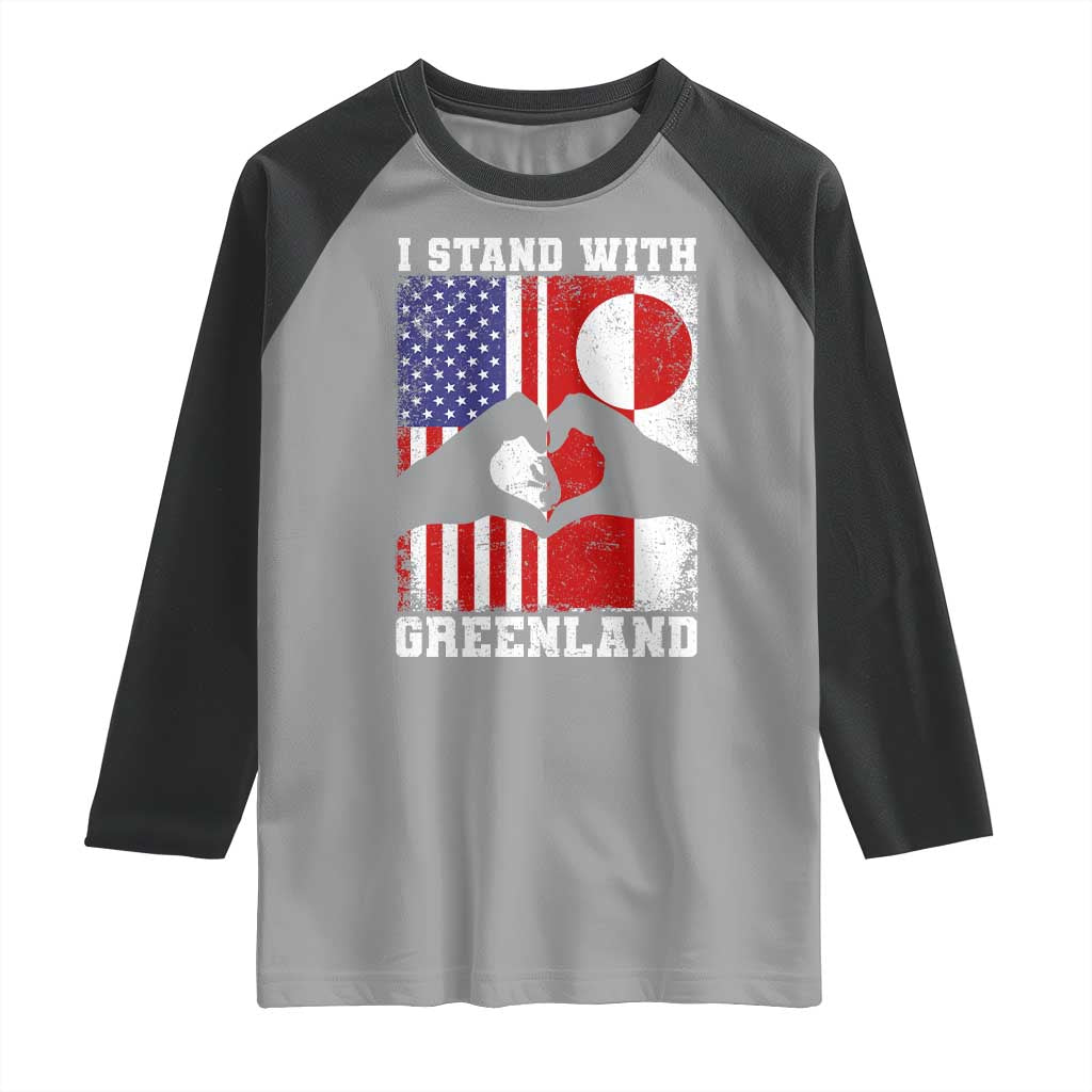 I Stand With Greenland Raglan Shirt Greenlander US Flag Greenland American Usa America