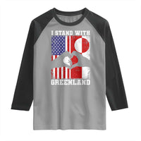 I Stand With Greenland Raglan Shirt Greenlander US Flag Greenland American Usa America