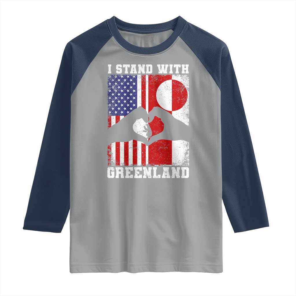 I Stand With Greenland Raglan Shirt Greenlander US Flag Greenland American Usa America
