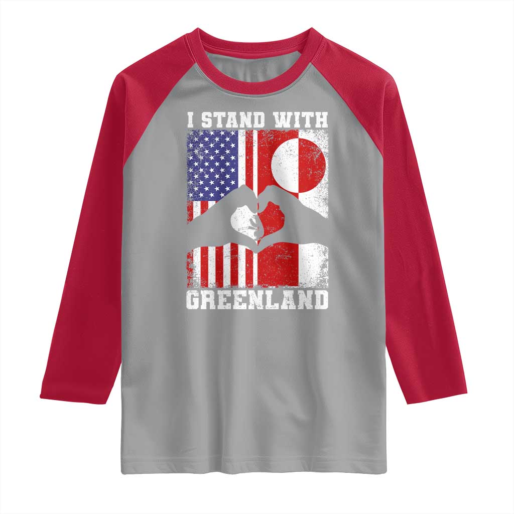 I Stand With Greenland Raglan Shirt Greenlander US Flag Greenland American Usa America
