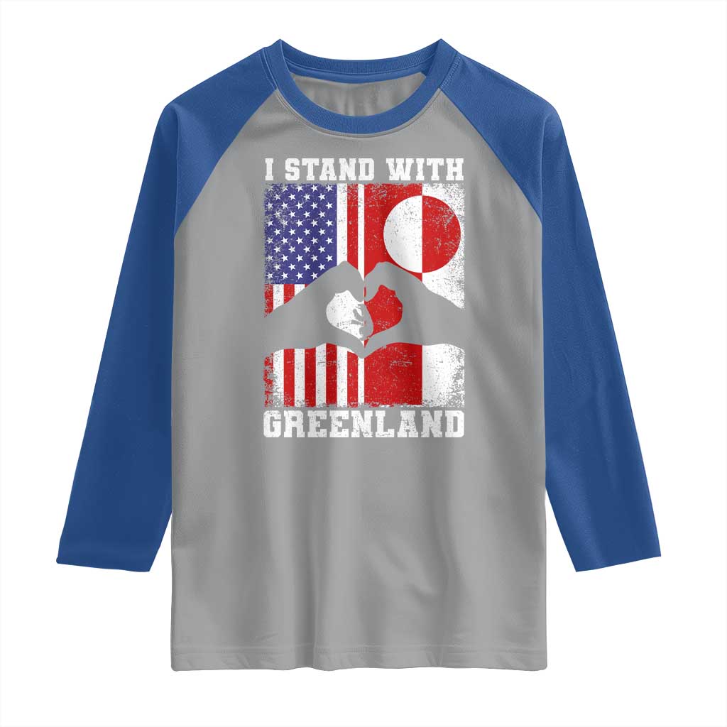 I Stand With Greenland Raglan Shirt Greenlander US Flag Greenland American Usa America