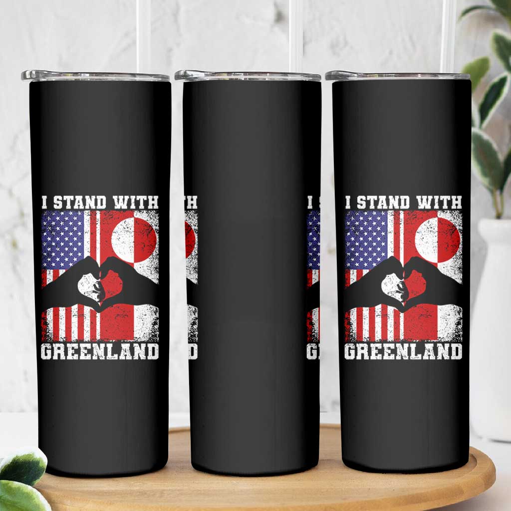 I Stand With Greenland Skinny Tumbler Greenlander US Flag Greenland American Usa America