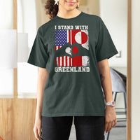 I Stand With Greenland T Shirt For Women Greenlander US Flag Greenland American Usa America