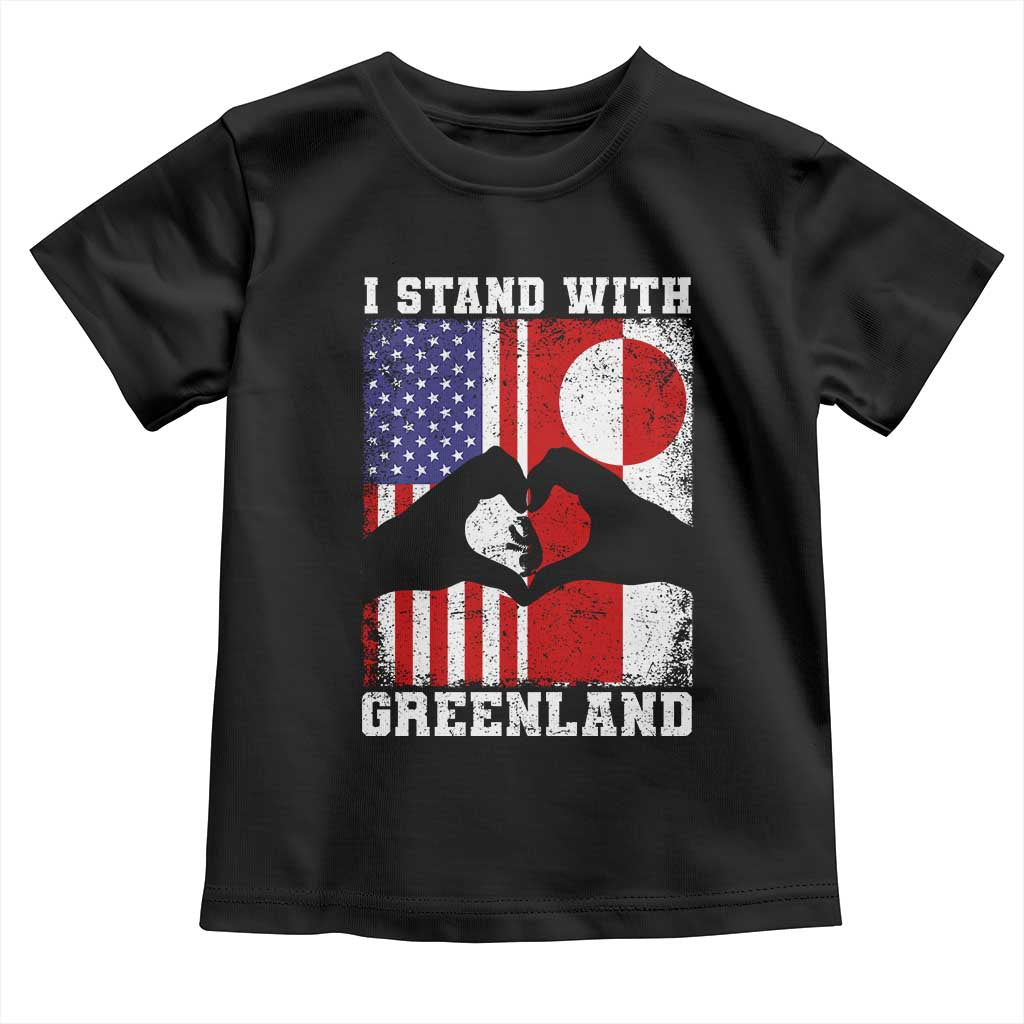 I Stand With Greenland Toddler T Shirt Greenlander US Flag Greenland American Usa America