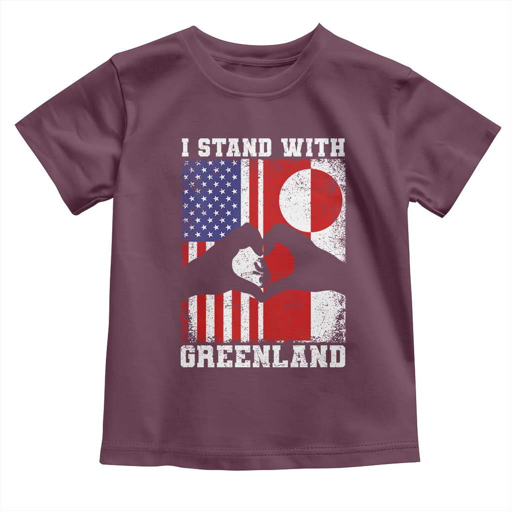I Stand With Greenland Toddler T Shirt Greenlander US Flag Greenland American Usa America