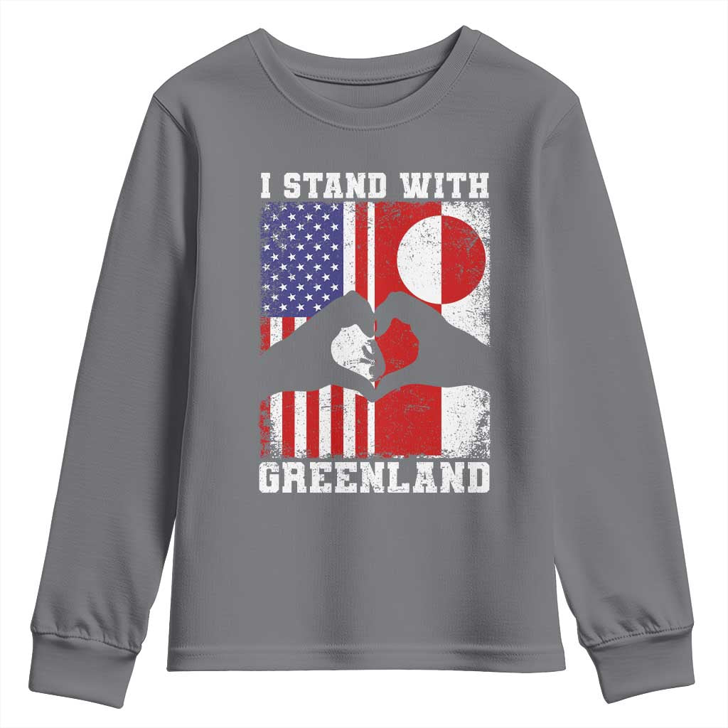I Stand With Greenland Youth Sweatshirt Greenlander US Flag Greenland American Usa America