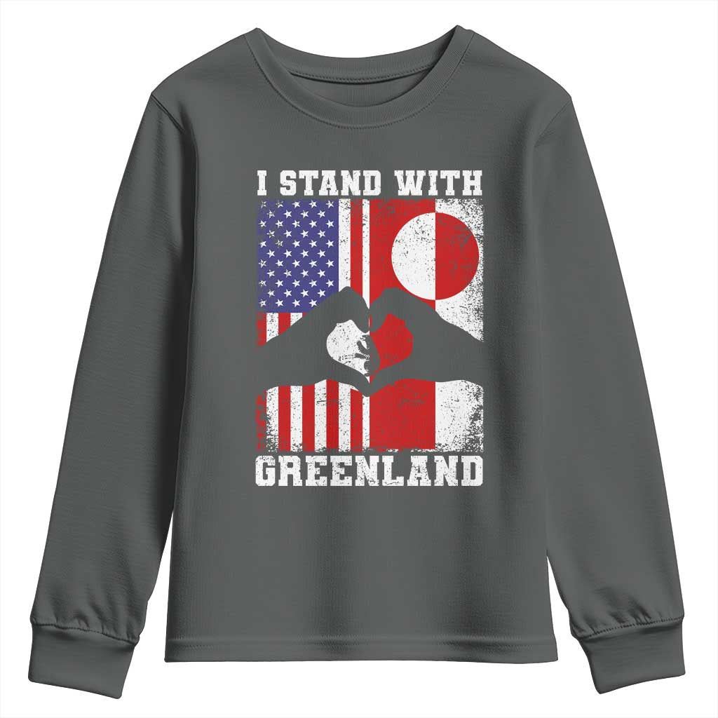 I Stand With Greenland Youth Sweatshirt Greenlander US Flag Greenland American Usa America