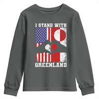 I Stand With Greenland Youth Sweatshirt Greenlander US Flag Greenland American Usa America