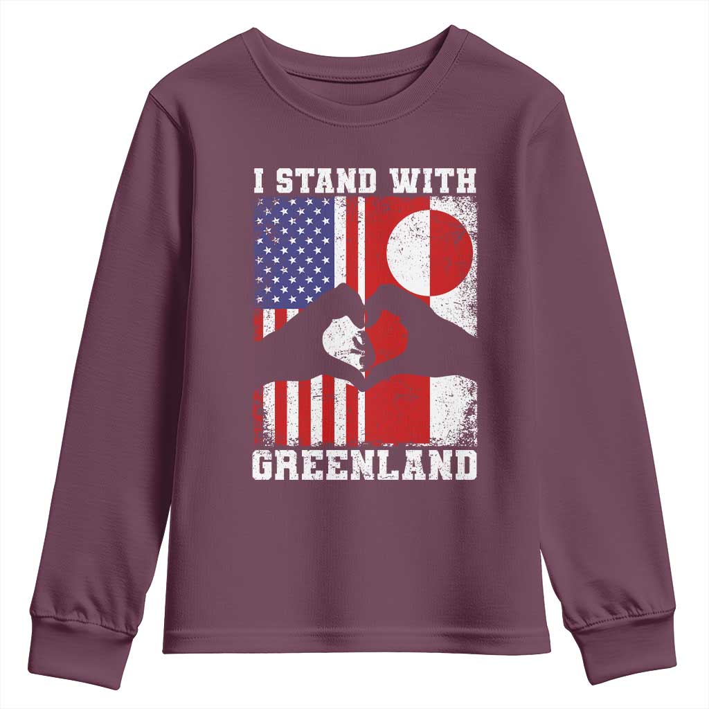 I Stand With Greenland Youth Sweatshirt Greenlander US Flag Greenland American Usa America