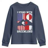 I Stand With Greenland Youth Sweatshirt Greenlander US Flag Greenland American Usa America