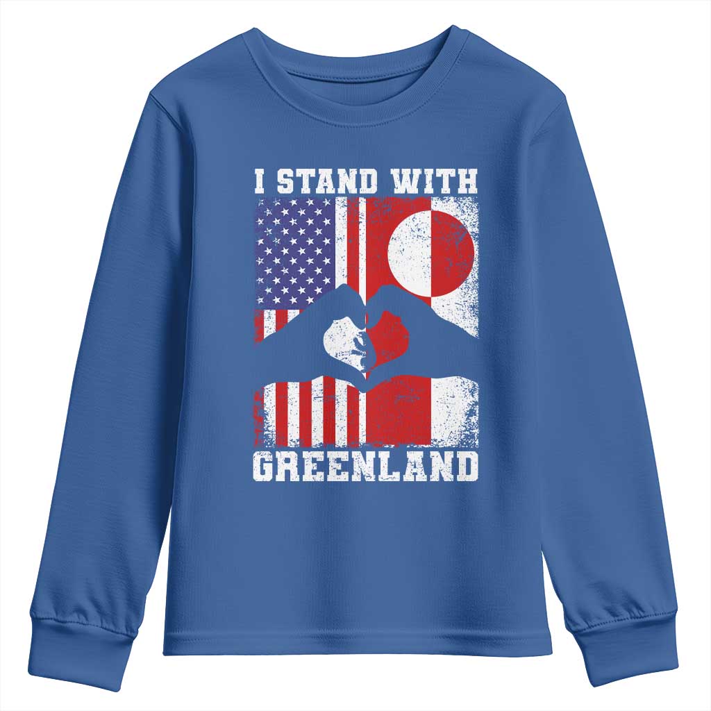 I Stand With Greenland Youth Sweatshirt Greenlander US Flag Greenland American Usa America