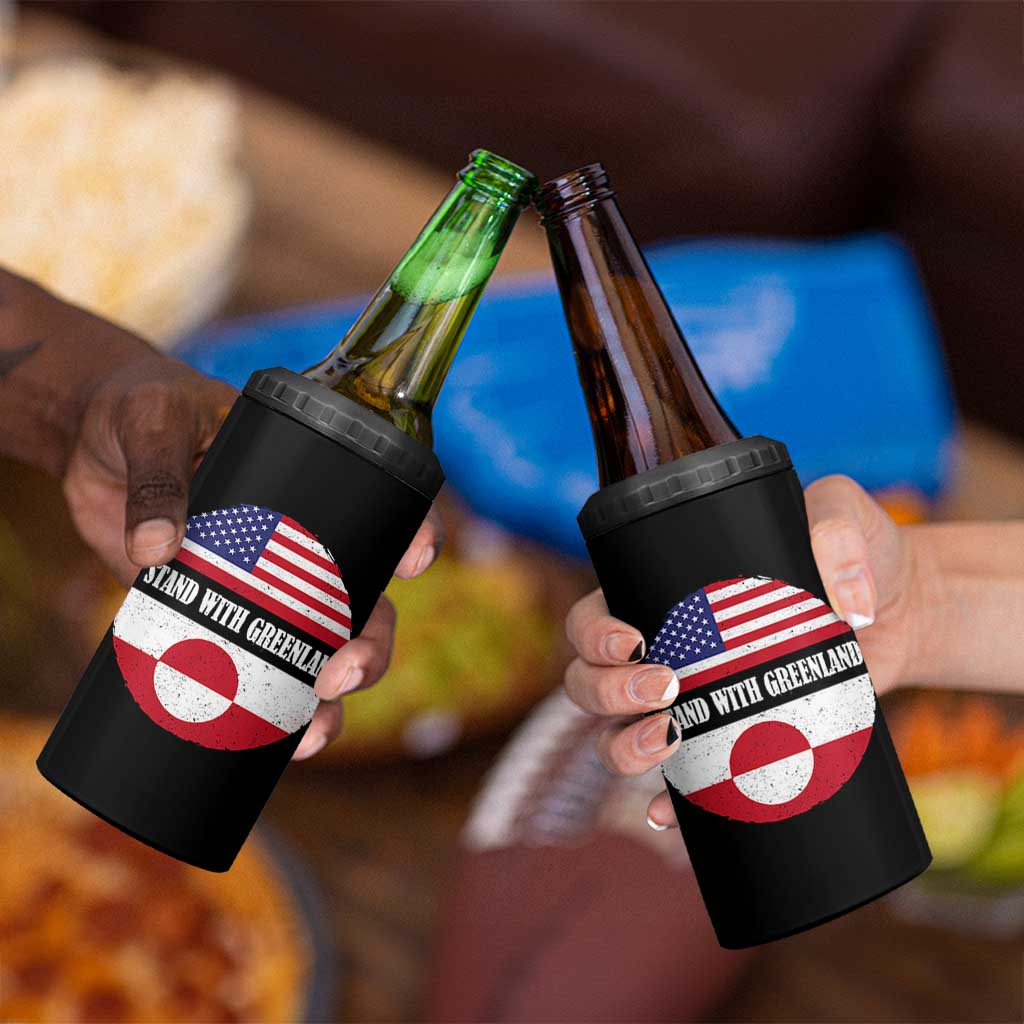 I Stand With Greenland 4 in 1 Can Cooler Tumbler Political Protest Greenlander American Flag