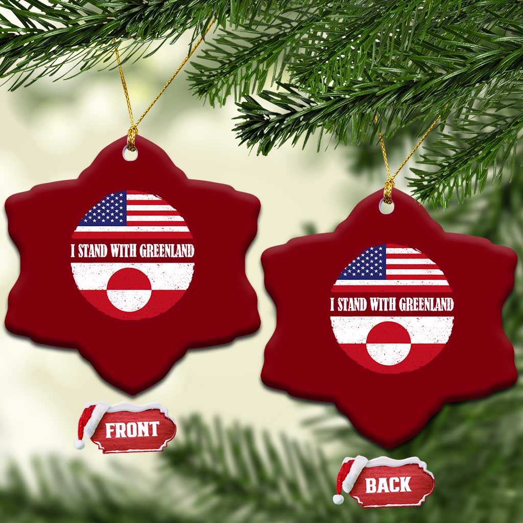 I Stand With Greenland Ceramic Ornament Political Protest Greenlander American Flag