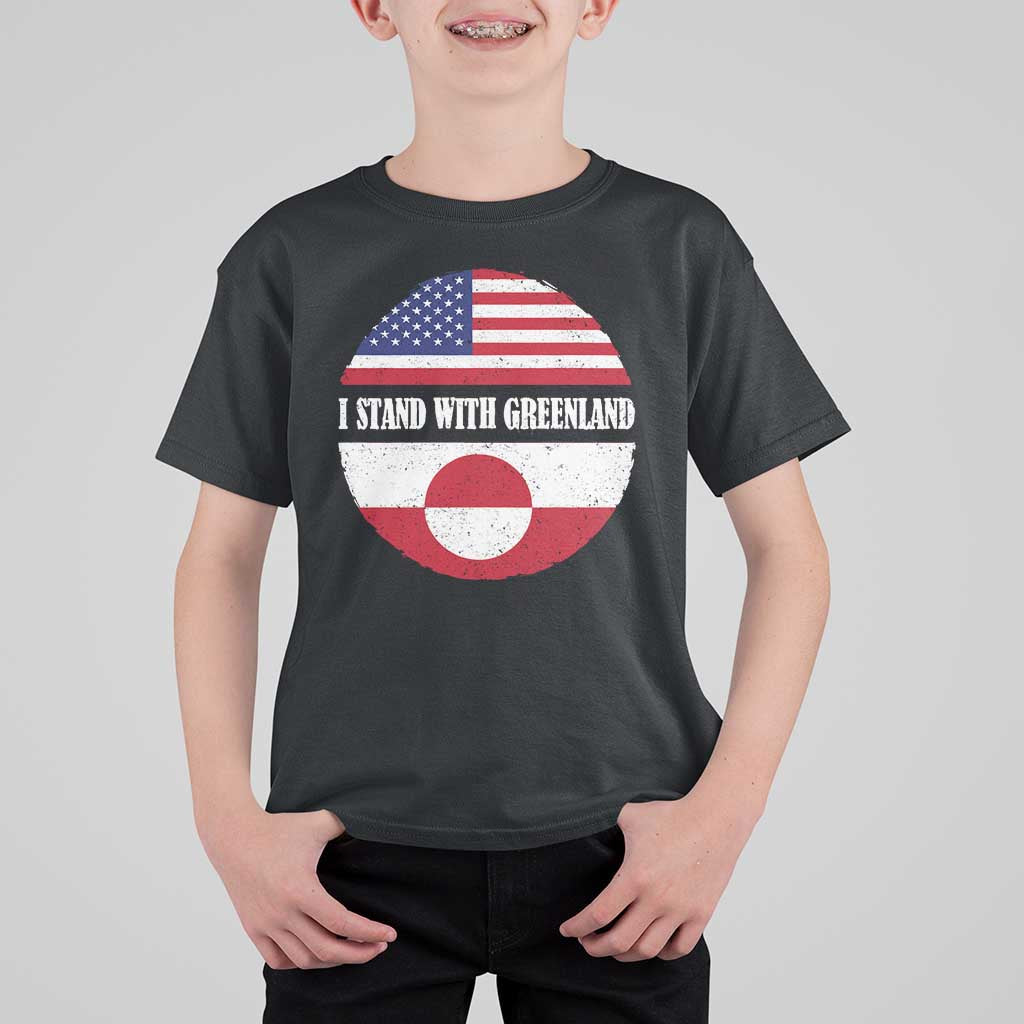 I Stand With Greenland T Shirt For Kid Political Protest Greenlander American Flag
