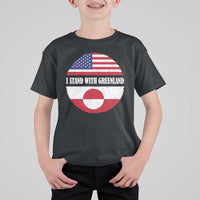 I Stand With Greenland T Shirt For Kid Political Protest Greenlander American Flag