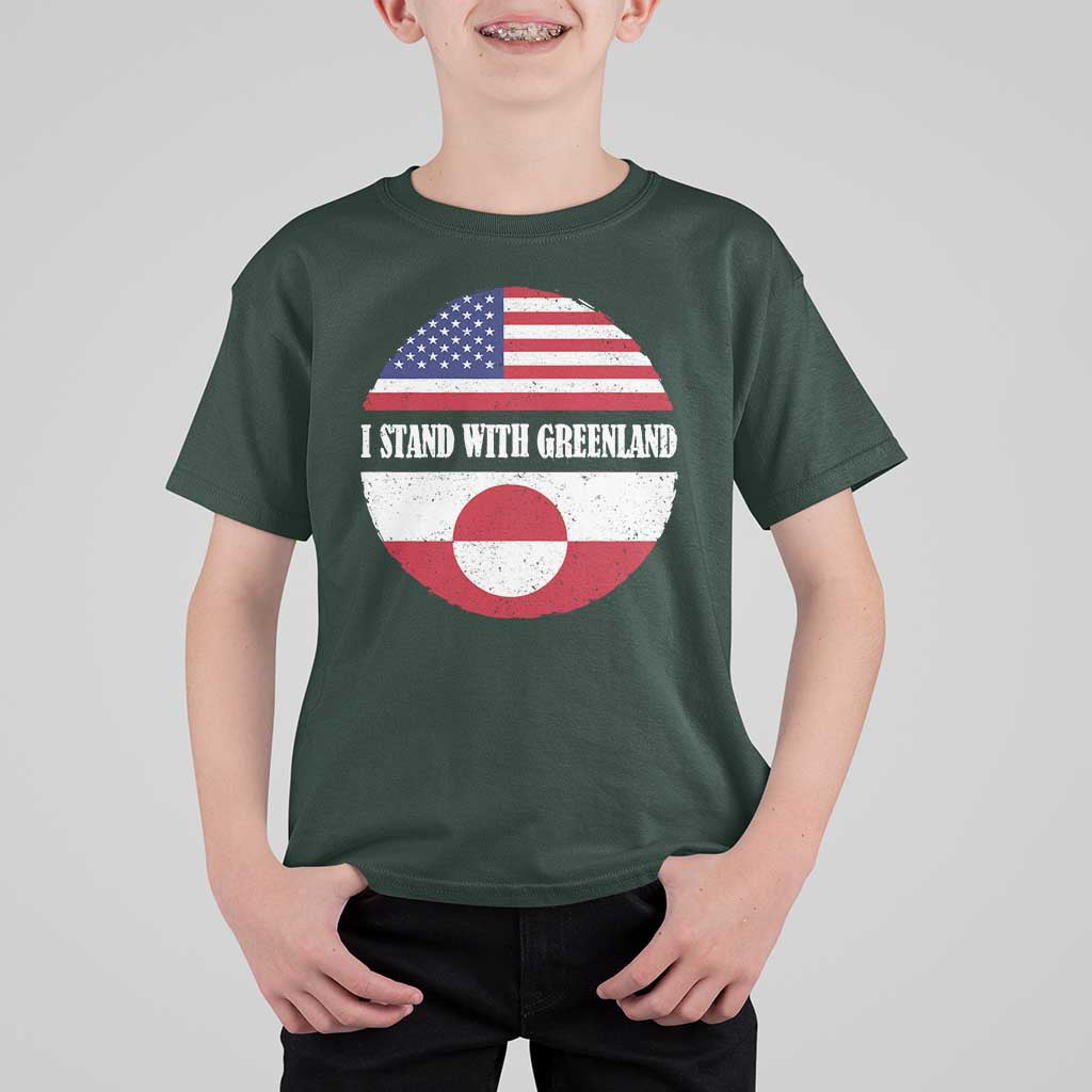 I Stand With Greenland T Shirt For Kid Political Protest Greenlander American Flag