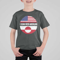 I Stand With Greenland T Shirt For Kid Political Protest Greenlander American Flag