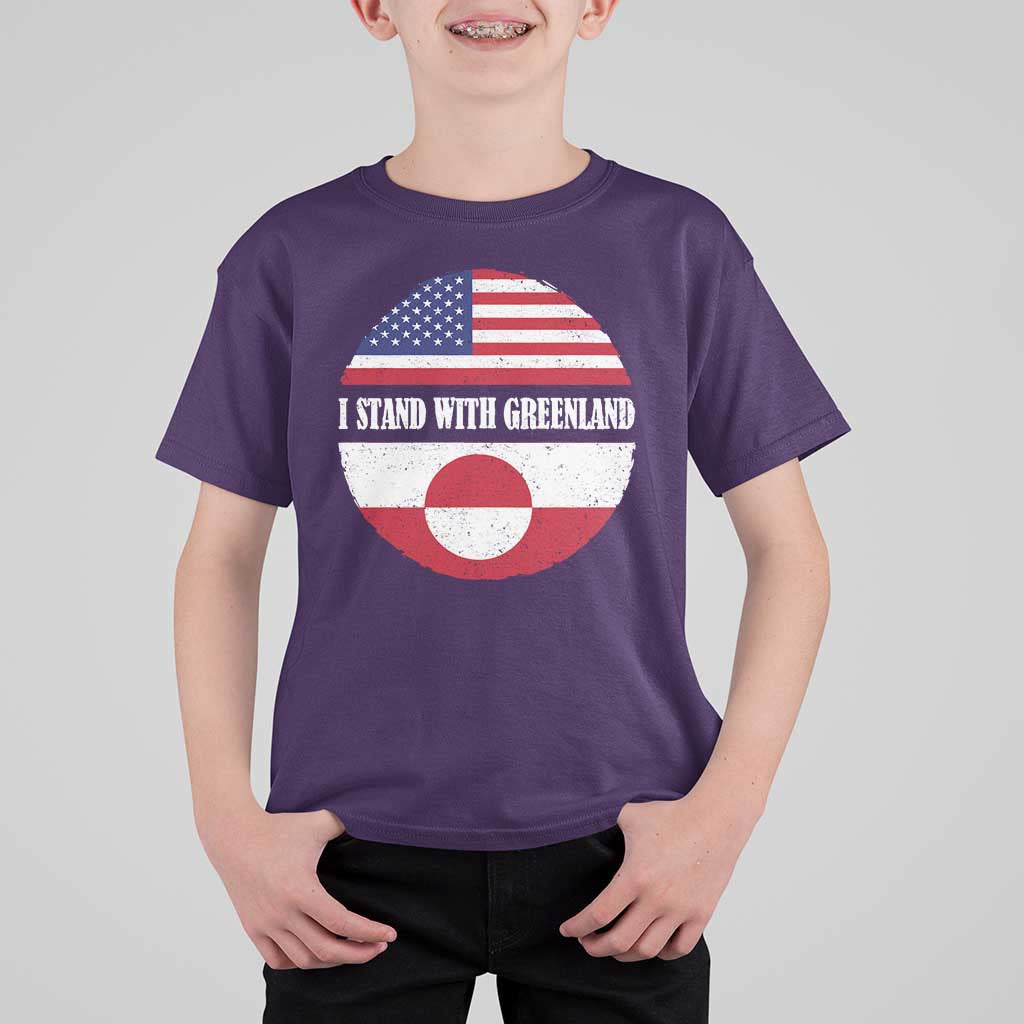 I Stand With Greenland T Shirt For Kid Political Protest Greenlander American Flag