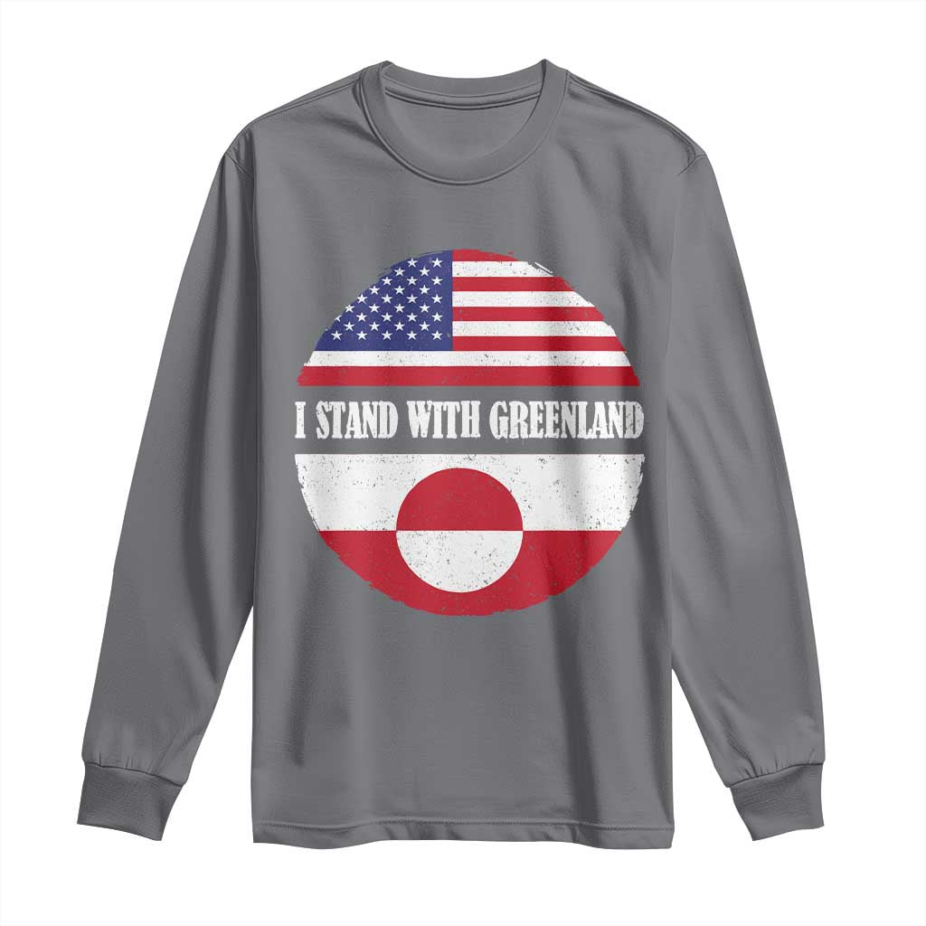 I Stand With Greenland Long Sleeve Shirt Political Protest Greenlander American Flag