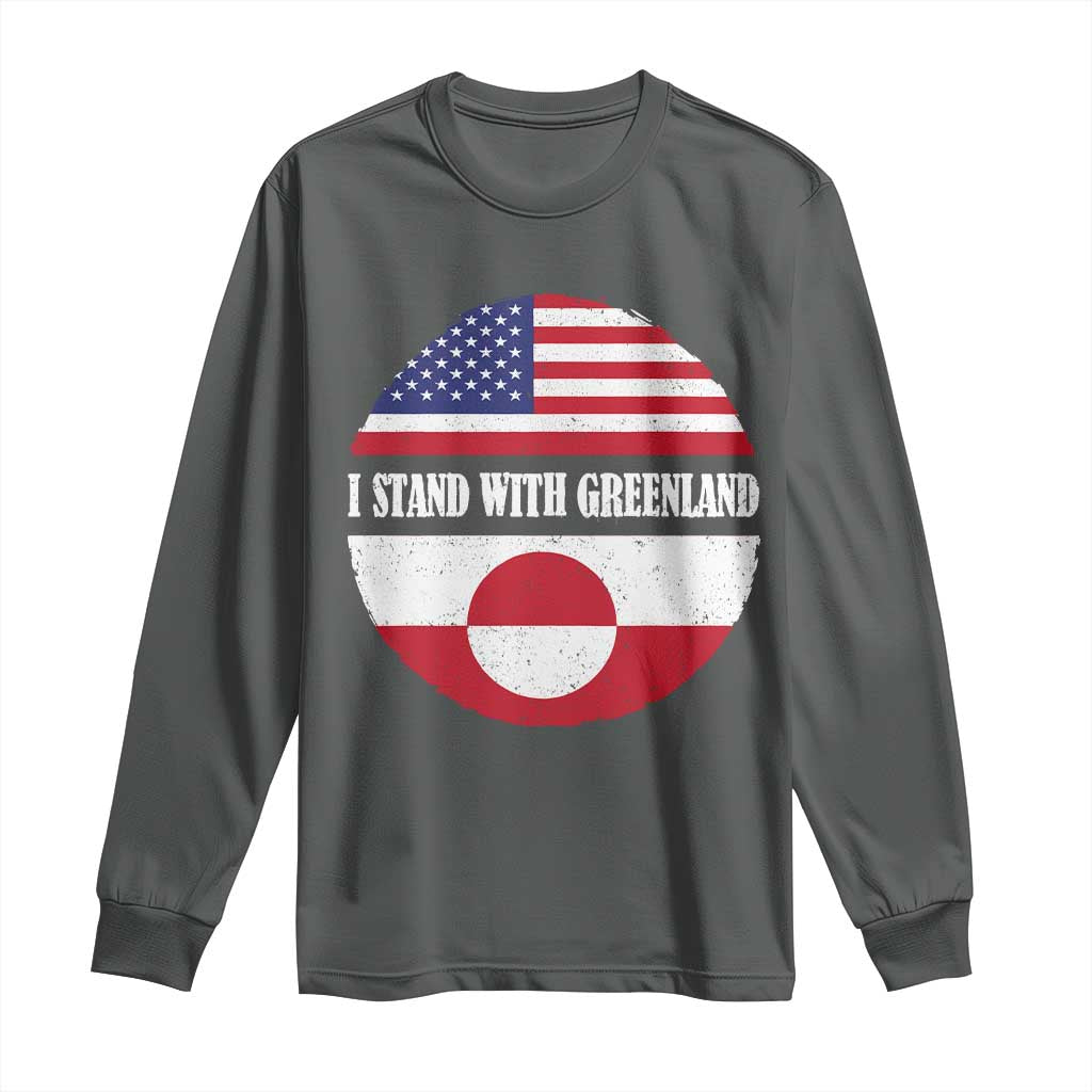 I Stand With Greenland Long Sleeve Shirt Political Protest Greenlander American Flag