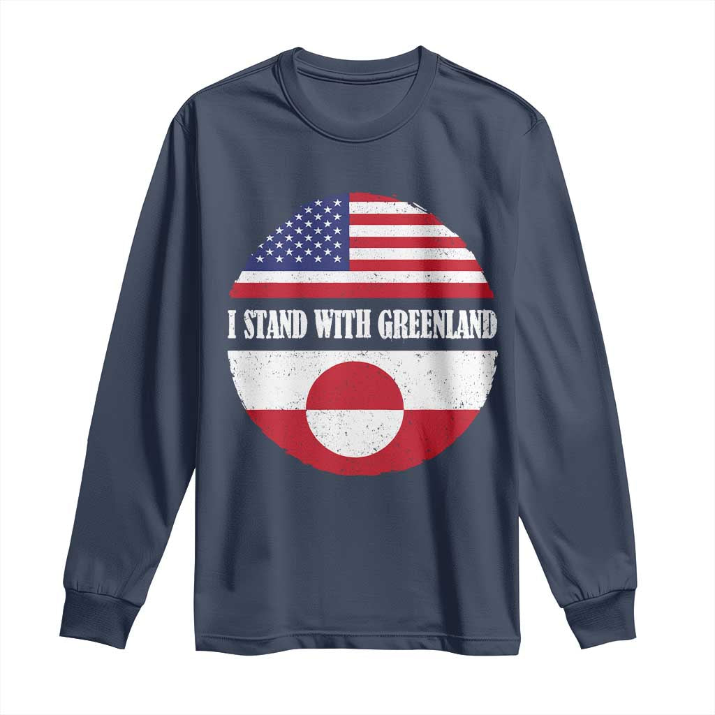 I Stand With Greenland Long Sleeve Shirt Political Protest Greenlander American Flag