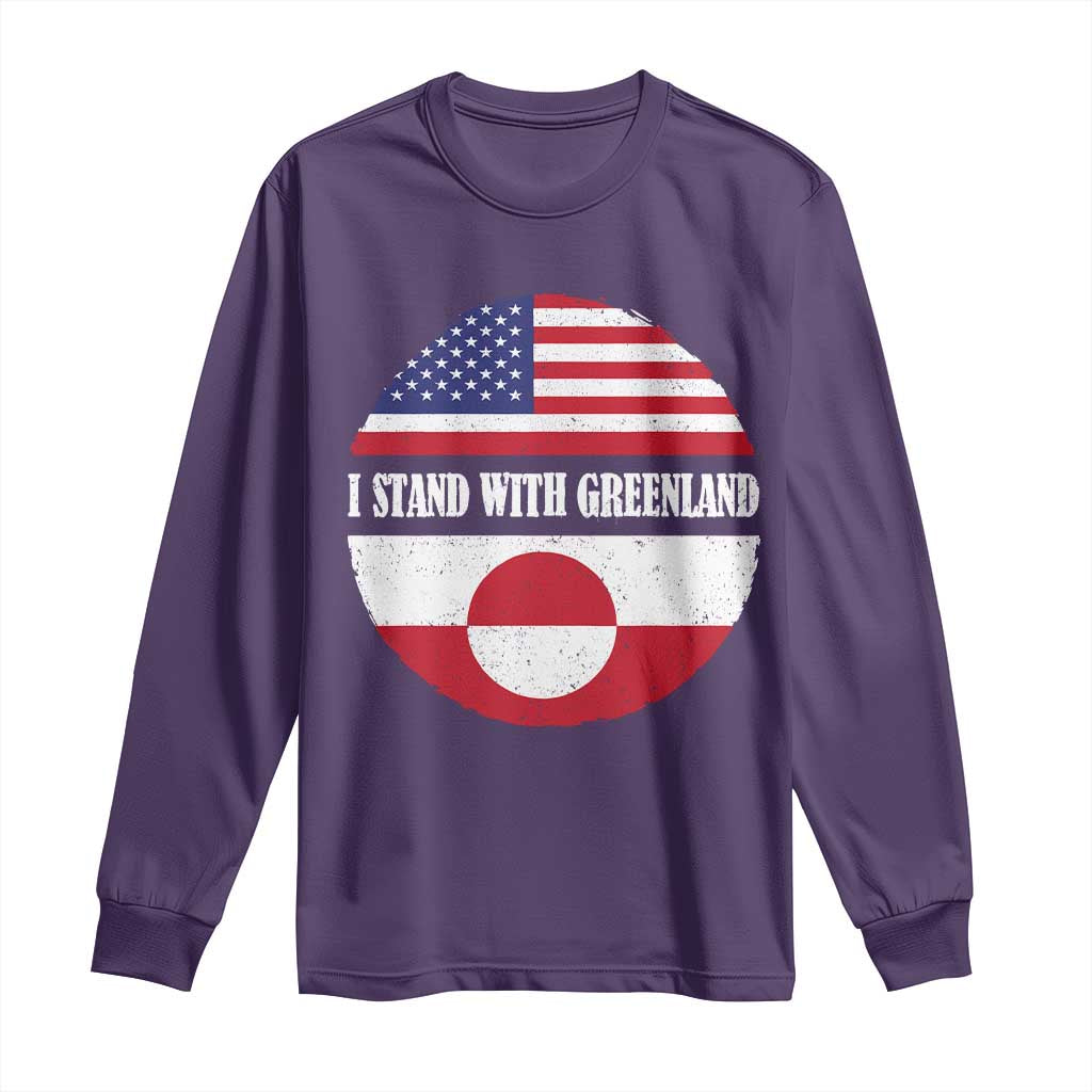 I Stand With Greenland Long Sleeve Shirt Political Protest Greenlander American Flag