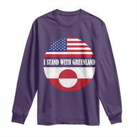 I Stand With Greenland Long Sleeve Shirt Political Protest Greenlander American Flag