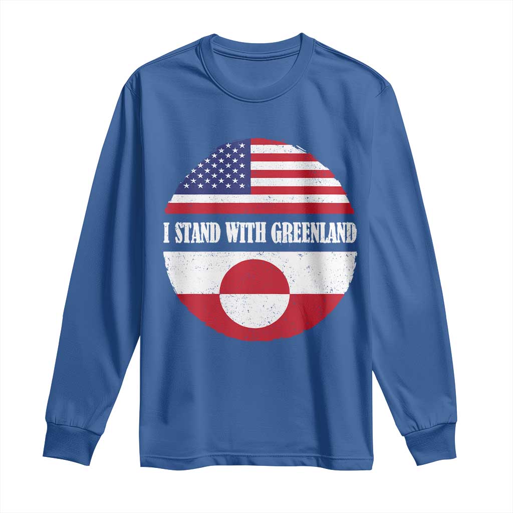 I Stand With Greenland Long Sleeve Shirt Political Protest Greenlander American Flag