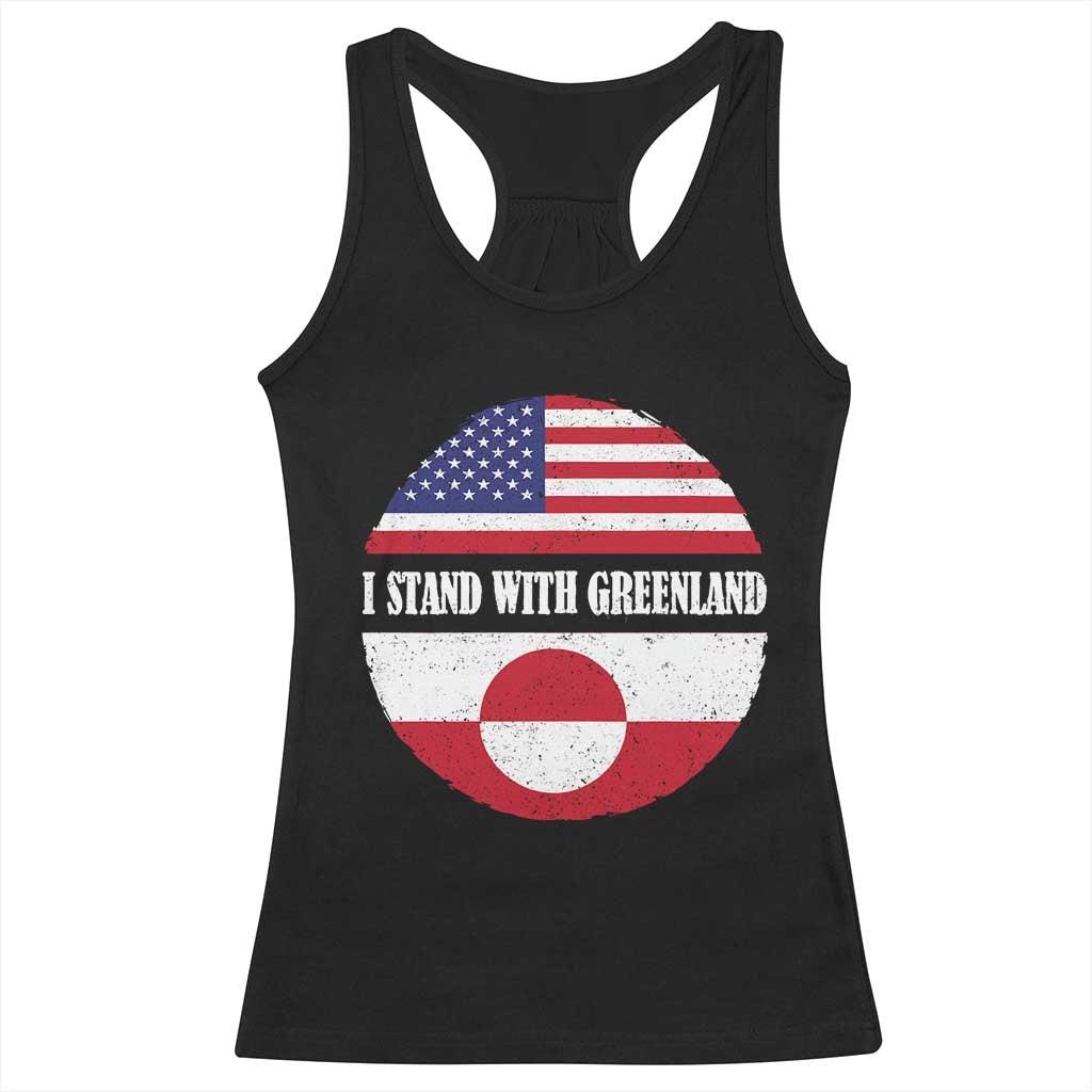 I Stand With Greenland Racerback Tank Top Political Protest Greenlander American Flag