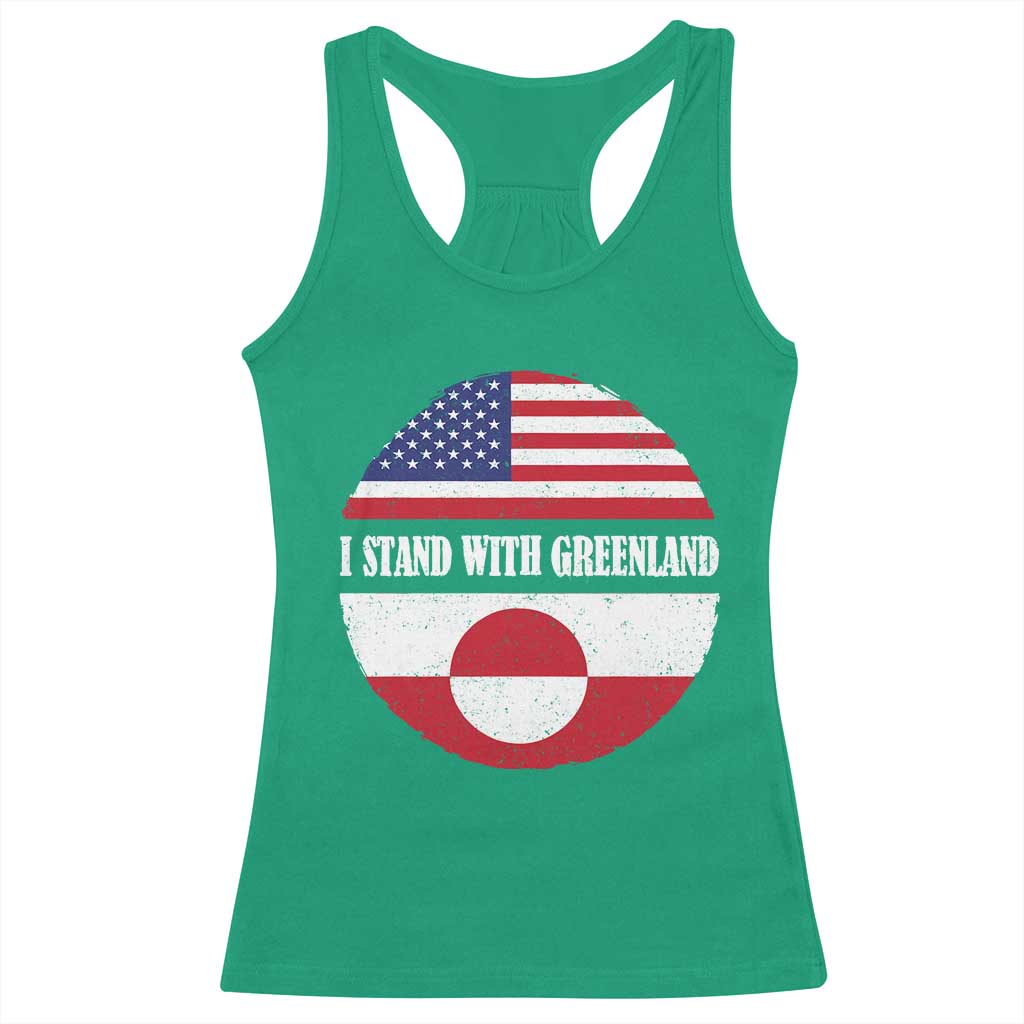I Stand With Greenland Racerback Tank Top Political Protest Greenlander American Flag