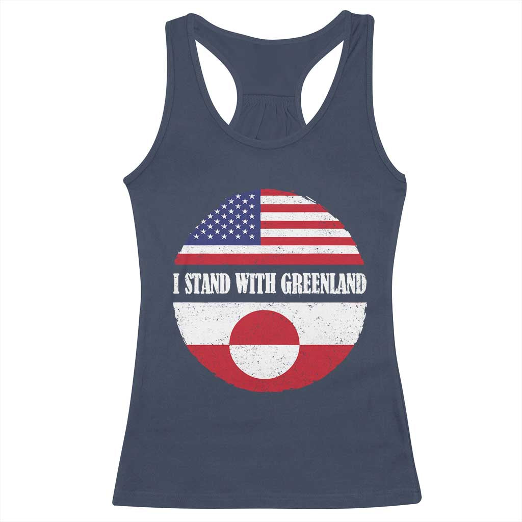 I Stand With Greenland Racerback Tank Top Political Protest Greenlander American Flag