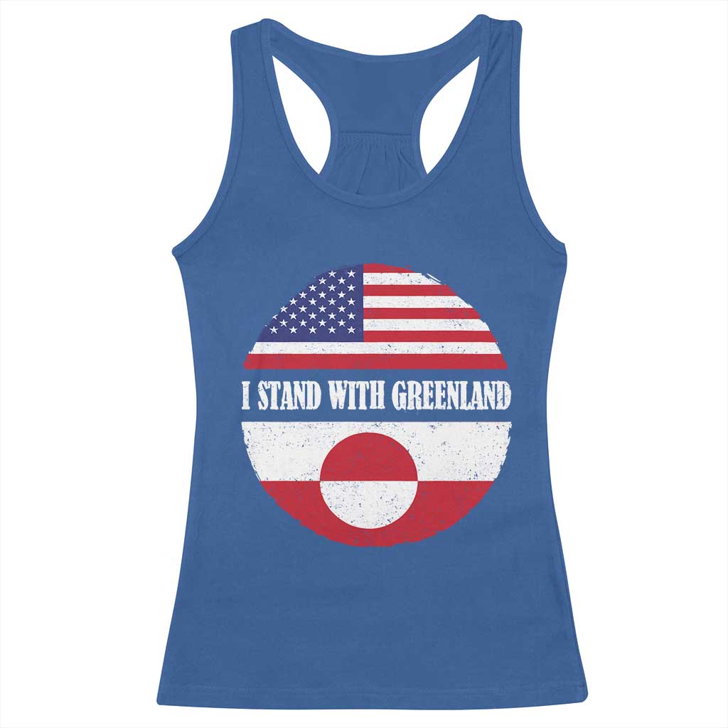 I Stand With Greenland Racerback Tank Top Political Protest Greenlander American Flag