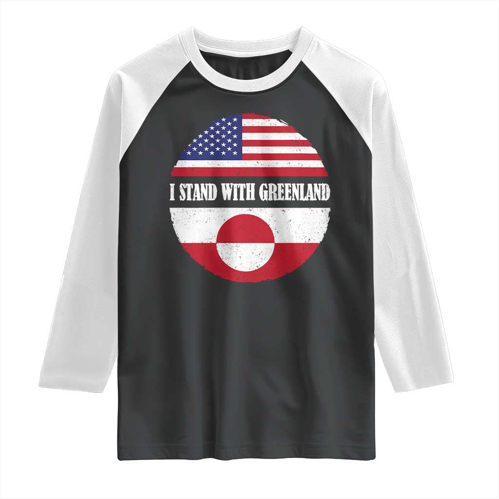 I Stand With Greenland Raglan Shirt Political Protest Greenlander American Flag