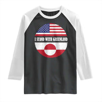 I Stand With Greenland Raglan Shirt Political Protest Greenlander American Flag